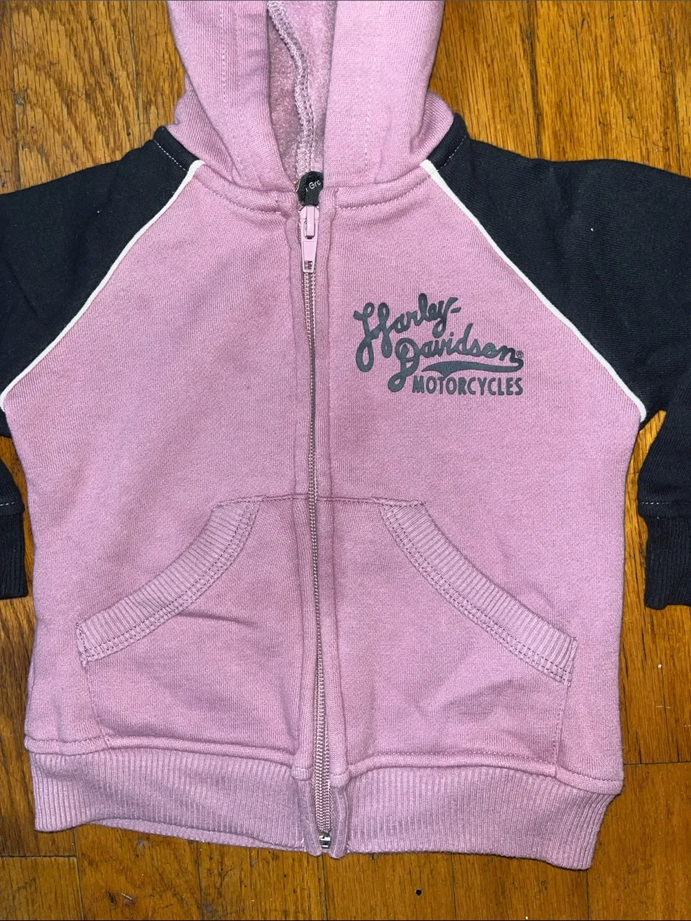 Harley-Davidson Lilac and Black Eagle Hoodie Full Zip Jacket Size 9/12 Months